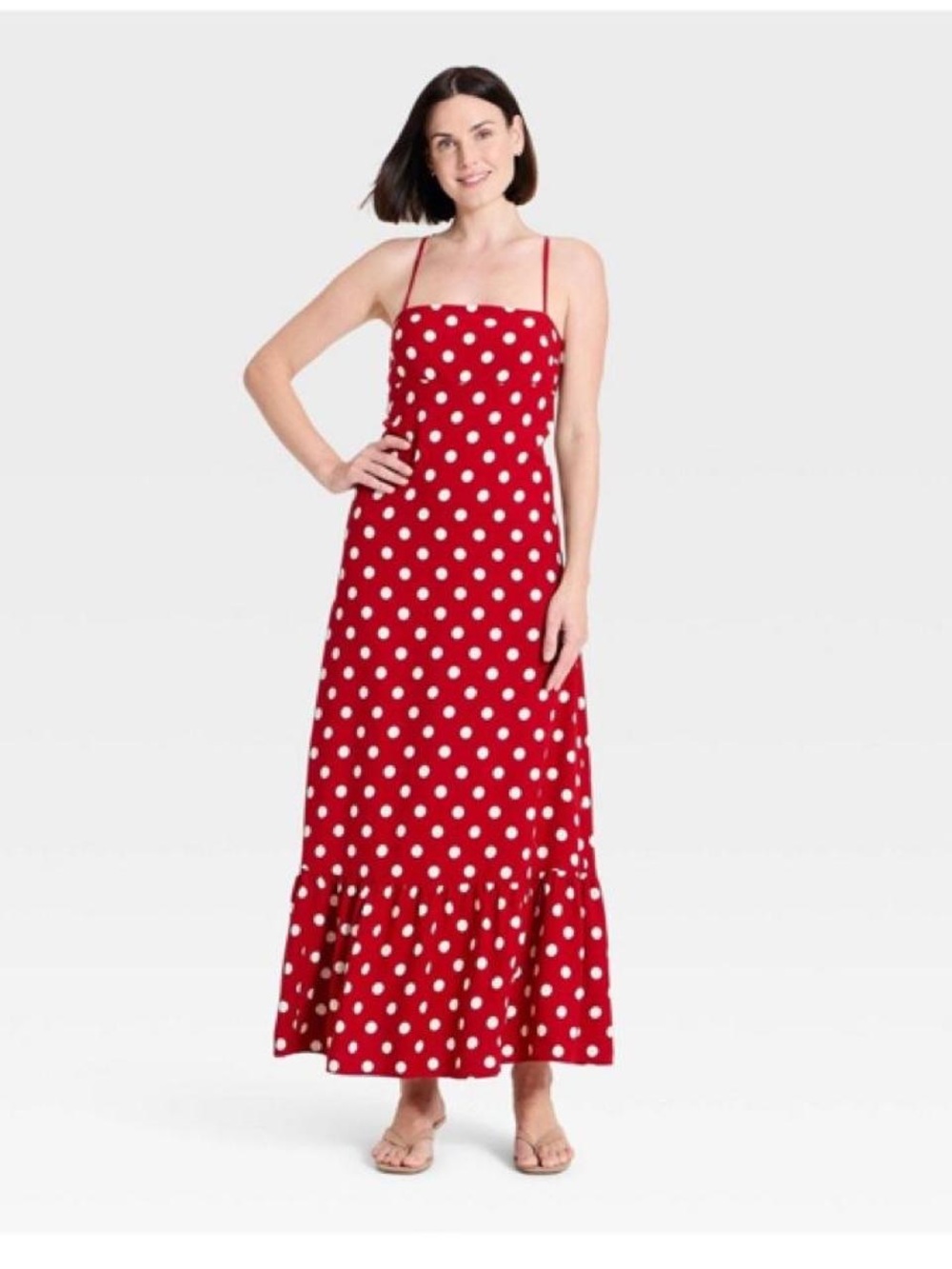 Target Red and White Polka Dot Spaghetti-Strap Maxi Dress